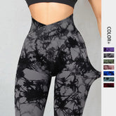 Nahtlose Leggings mit Batikmuster für Damen, Yoga-Hosen, Push-up-Sport-Leggings für Fitness, Laufen und Gymnastik