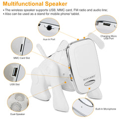 Puppy Dog Wireless Speaker Portable Mini Music Player Stereo Cute Animal Speaker With Built-In Mic FM Radio Stereo Bass MMC Card Slot USB Port For Cellphone Tablet