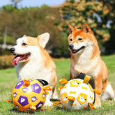 Interaktiver Hunde-Fußball für Kinder, ideal für das Hundetraining im Freien, mit niedlichem Aufdruck.