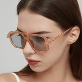 Modische, polygonale Sonnenbrille mit Doppelsteg für Damen und Herren