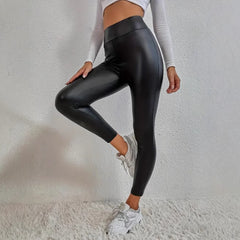 Schmal geschnittene Lederhose mit Hüfthebung, dünne Samt-Leggings für Outdoor-Aktivitäten