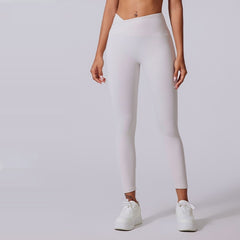 Sporthose mit gekreuztem Bund in Nude-Optik für Herbst und Winter