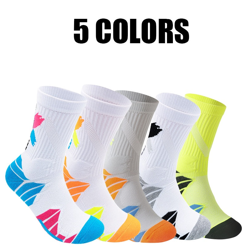 5 Paar Kompressions-Laufsocken für Herren, Sportsocken mit Polsterung, Basketballsocken, geruchshemmend und rutschfest, ideal zum Laufen, Fitness, Wandern und Radfahren