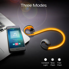 Kabelloses Sport-Headset (V4.1) mit Nackenbügel, HD-Stereo-Kopfhörer, schweißresistent, mit LED-Licht und Mikrofon, bis zu 8 Stunden Akkulaufzeit beim Laufen