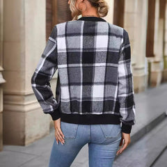Europäische und amerikanische karierte Baseballjacke für Herbst und Winter