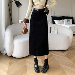 Skirt Retro High Waist A- Line Sheath Straight Skirt