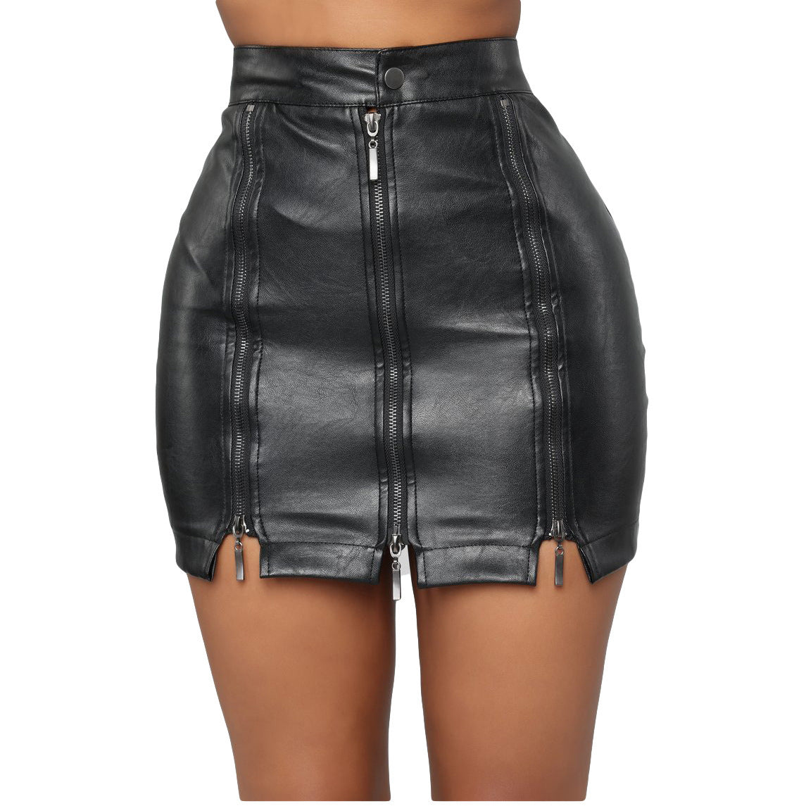 High Waist Short Leather Skirt Women
