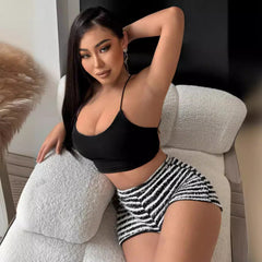 Texture Striped Shorts Loose Casual New