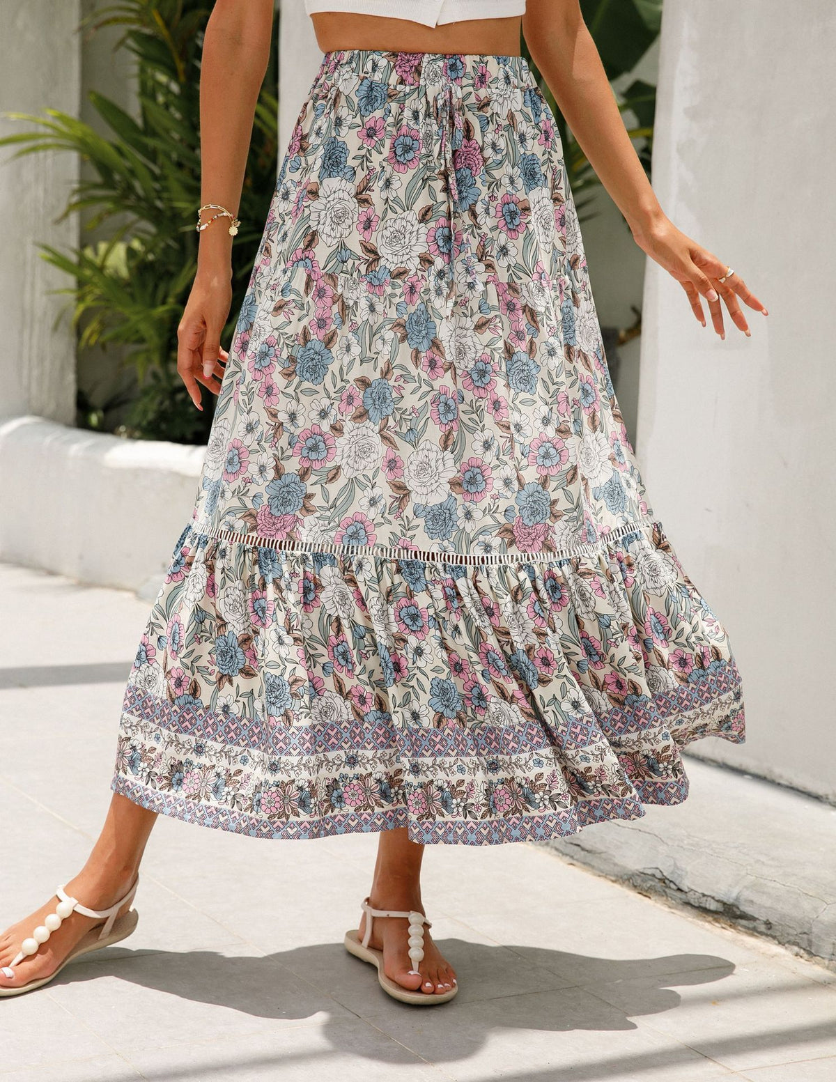 Maxi Skirt Cotton Bohemian Beach Resort Skirt