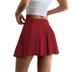 Y2g Hot Girl Style Girdle Solid Color Pleated Skirt Women