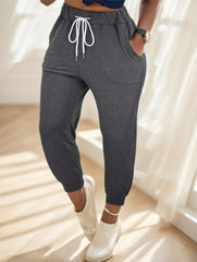 Solid Drawstring Waist Jogger Pants