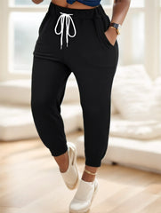 Solid Drawstring Waist Jogger Pants