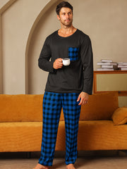 Ice Silk Long Sleeve Long Pants Men's Pajama Set